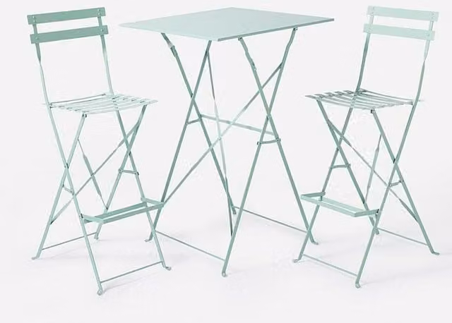 JD Williams Palma 2 Seater Metal Foldable Bistro Set in Matt Green
