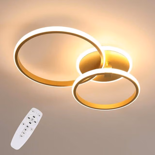 COMELY Modern Round Dimmable LED Ceiling Light, 42W, Gold/Brass