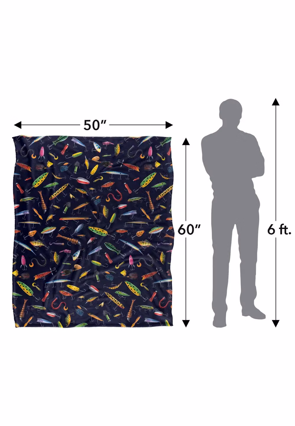 JQ Licensing Fishing Lures Pattern Super Soft Fleece Throw Blanket, Multicolour, W: 152 cm, D: 127 cm – 8