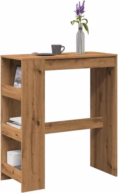 Berkfield Home Bar Table with Racks in Artisan Oak Brown, W/D/H: 90 x 40 x 103.5 cm – 1