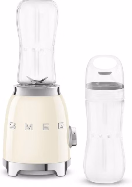 Smeg Retro 50s Style Personal Blender with 2x Plastic Bottles-To-Go, 2 Speeds, Beige