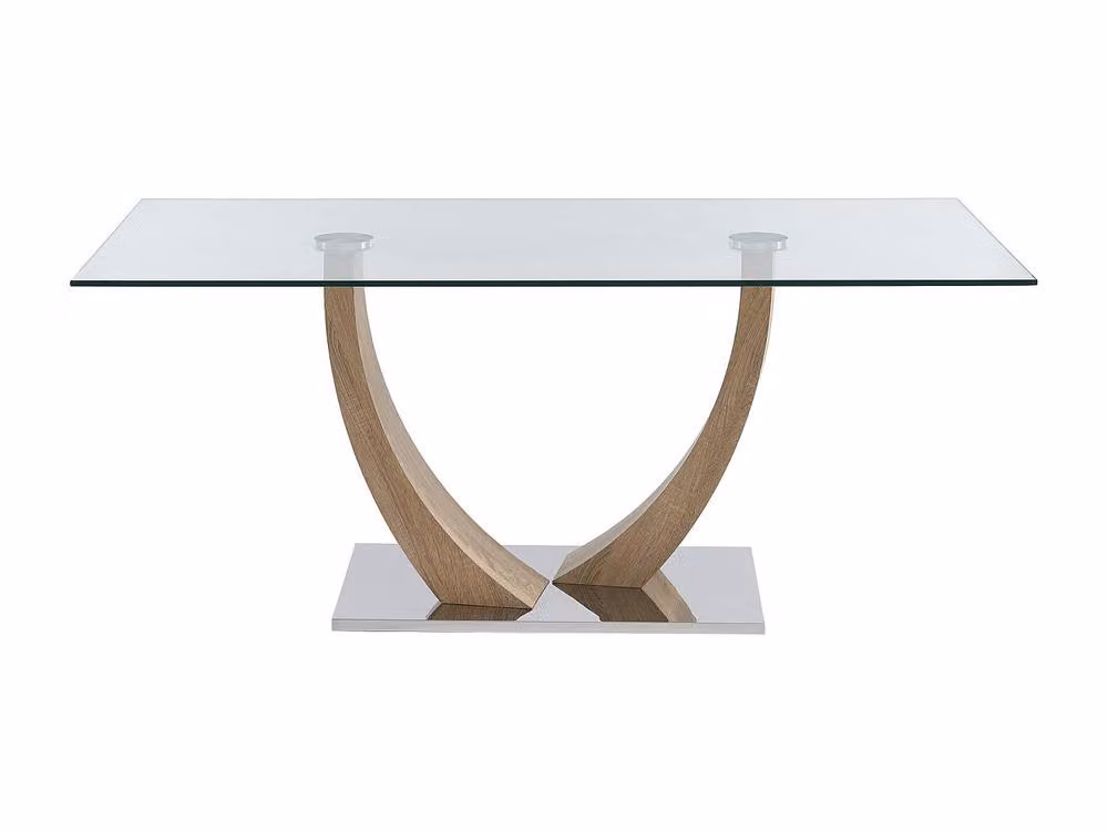 Vente-unique Modern Rectangular 6-Seater Dining Table in Transparent Tempered Glass and MDF with Stainless Steel, W: 180 cm, D: 90 cm, H: 75 cm – 2