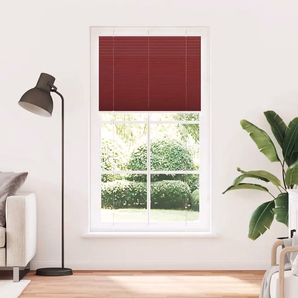 Berkfield Home Single Pleat Corded Blind in Bordeaux Red, W: 105 cm, H: 200 cm, Semi-Transparent Polyester Fabric – 2