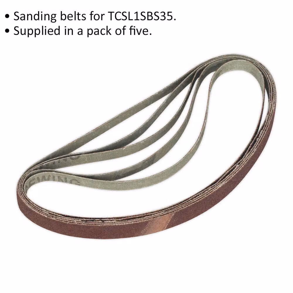 Loops 5 Pack 100 Grit Aluminium Oxide Slim Detail Sanding Belts, Brown/Multicolour, 12mm x 456mm – 2