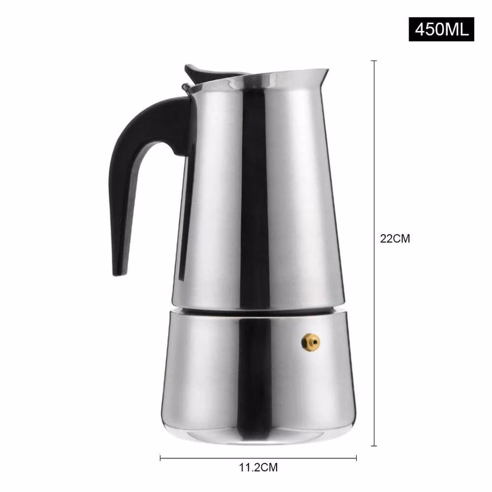 KORVIXA Italian Coffee Maker Percolator, 450ml, Silver – 2