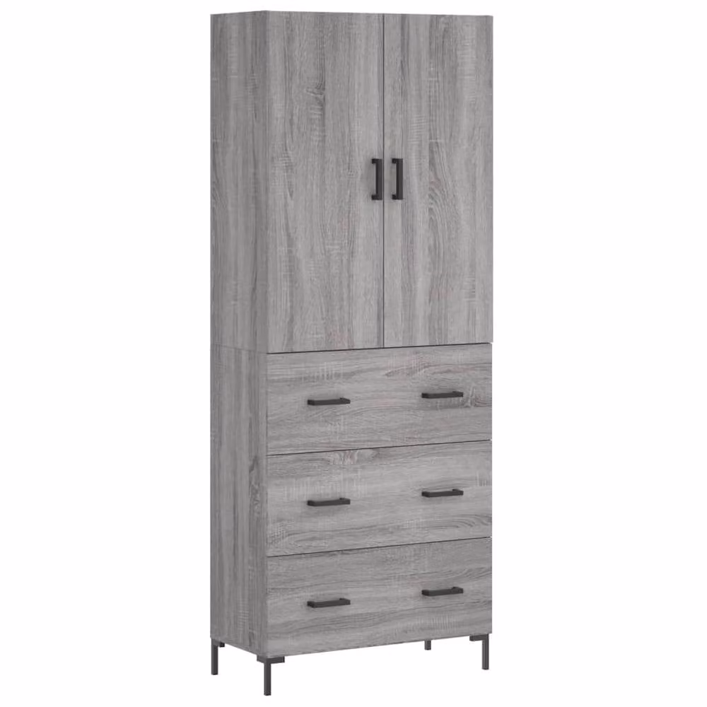 Berkfield Home Grey Sonoma Highboard with Hinged Doors and Internal Shelves, W/D/H: 69.5 x 34 x 180 cm – 3