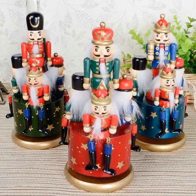 Shatchi Multicolour Wooden Nutcracker Soldier Musical Box Christmas Ornament, Height: 20 cm – 1