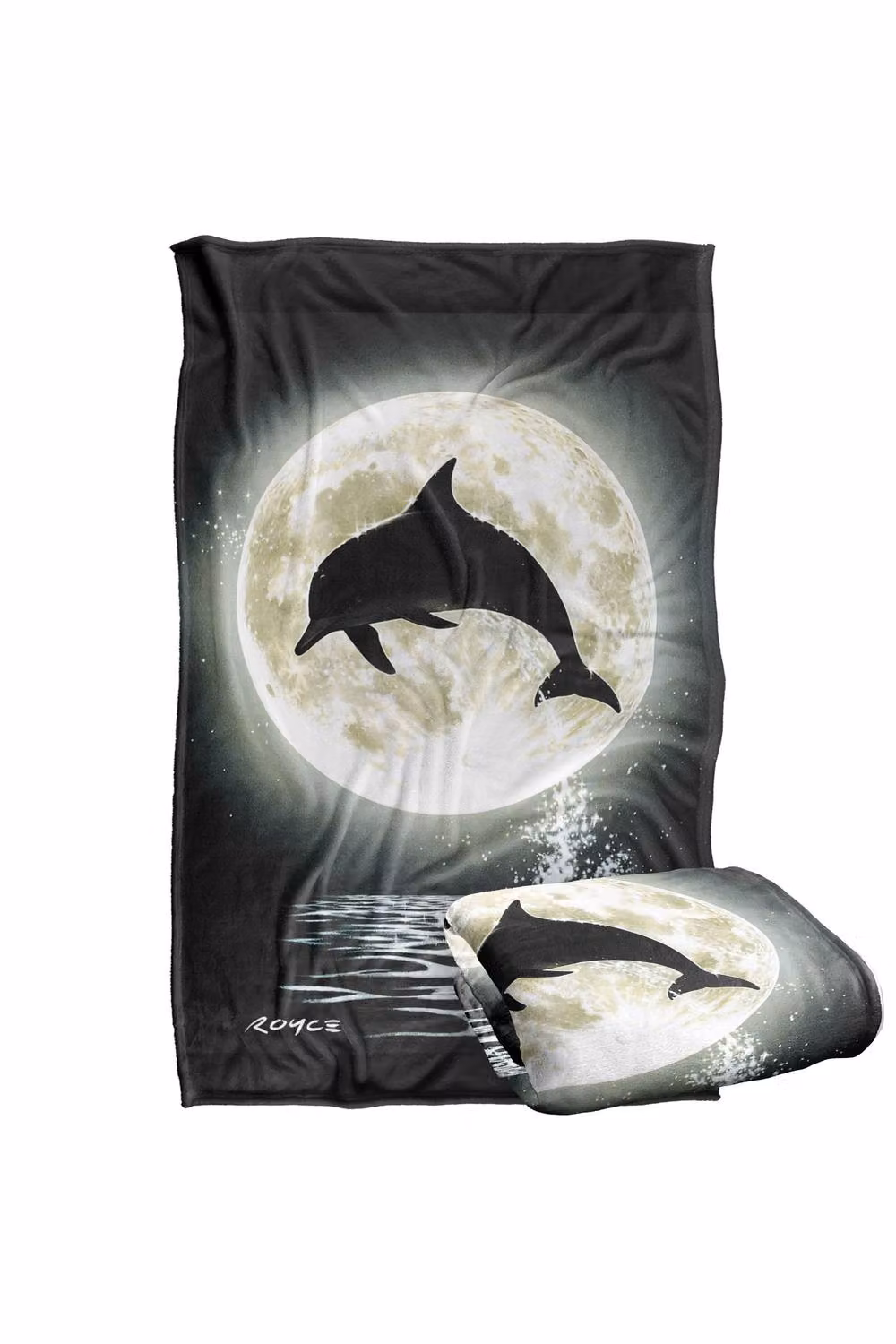 JQ Licensing Royce Mcclure Dolphin Moon Silhouette Super Soft Silky Touch Fleece Throw Blanket, Multicolour, W/D/H: 91 x 147 cm – 6