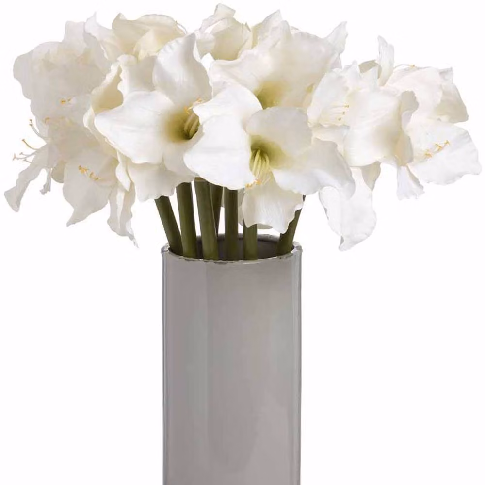 Lemon Pavilion Classic Amaryllis Artificial Flower Single Stem in White, W35 x D35 x H81 cm – 3