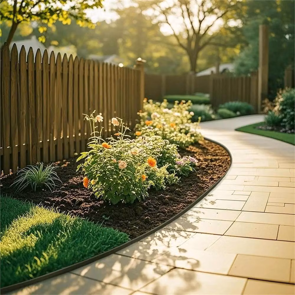 VOGREX Flexible Plastic Lawn Edging in Black, 12m x 10cm – 3