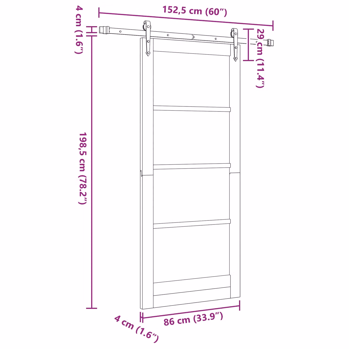 Berkfield Home Orkdal Modern Sliding Door with Hardware Set in Beige Solid Wood Pine, H: 198.5 cm, W: 86.0 cm – 3