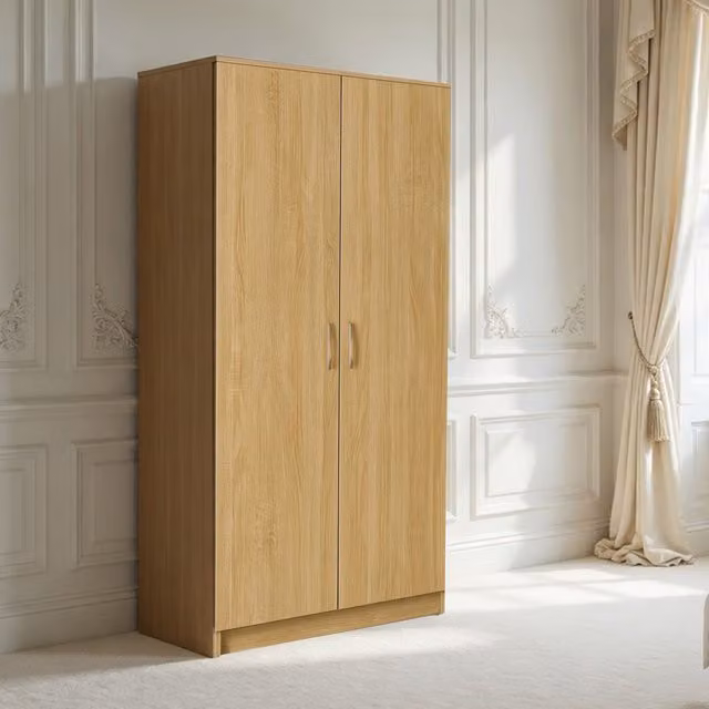 KDMD Venice 2 Door Oak Wardrobe in Brown, W: 80 cm, D: 50 cm, H: 80 cm