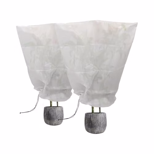 Harbour Housewares Set of 2 White Plant Fleece Frost Protection Covers with Drawstring, W: 80 cm, D: 100 cm