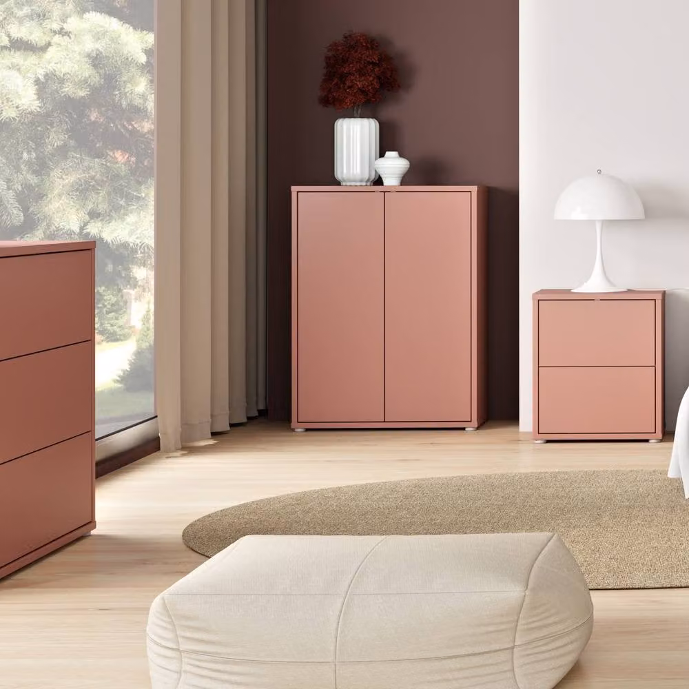 Furniture To Go Alice Springs Shoe Cabinet with 2 Push-to-Open Doors in Terracotta – 3