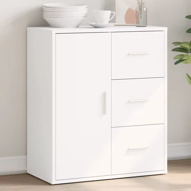Berkfield Home White Modern Sideboard in Matt MDF, W/D/H: 60 x 31 x 70 cm