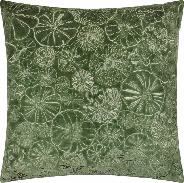 Make it a Home Picking Patch Embroidered Velvet Cushion in Green