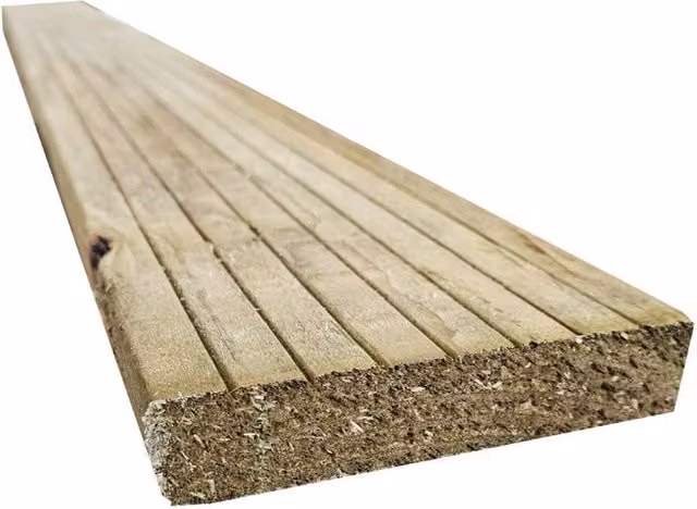 Snowdon Timber Treated Reject Decking Board, Pack of 10, Brown, W: 95 mm, H: 19 mm, L: 2.4 m