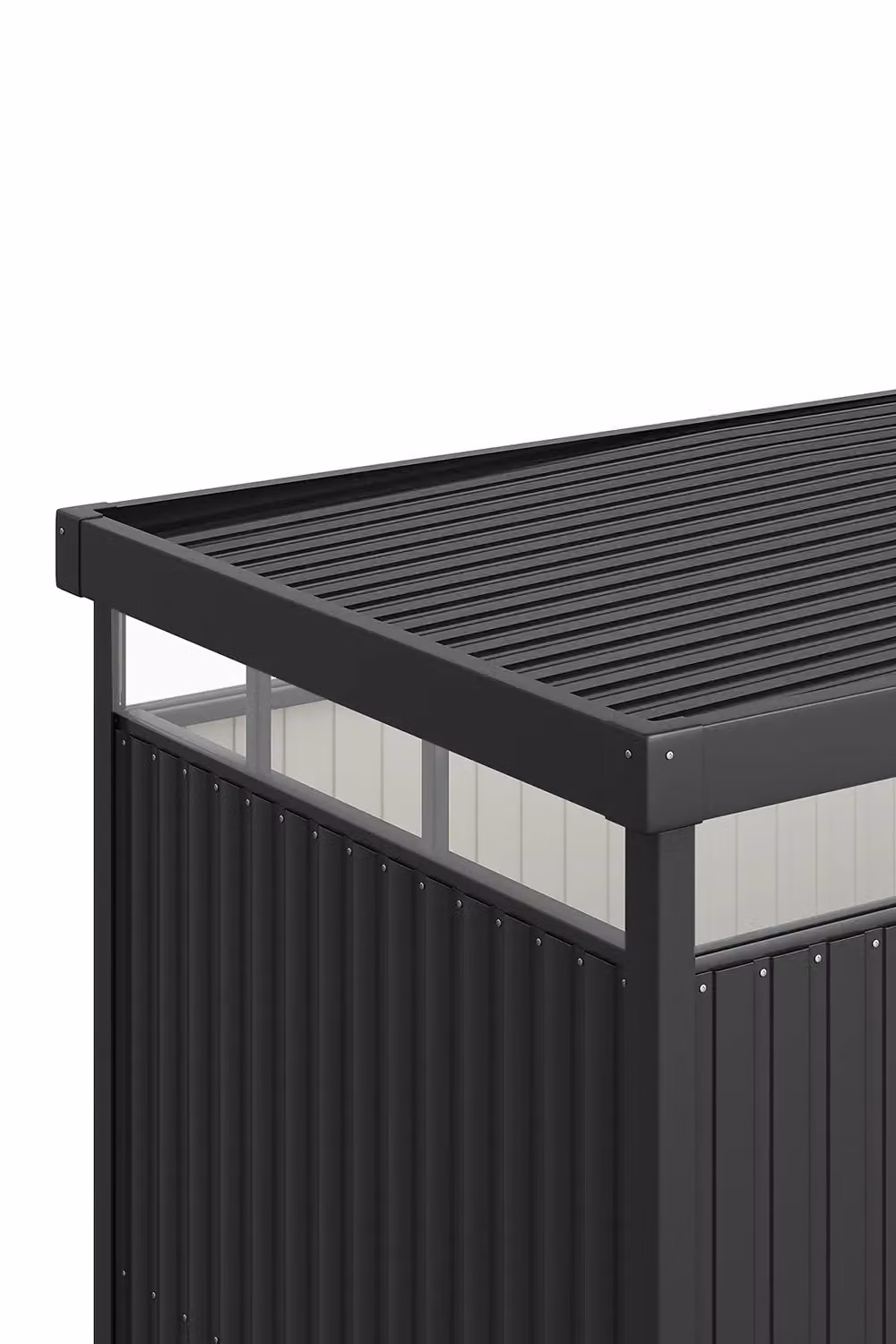 Living and Home Weatherproof Metal Garden Storage Shed with Flat Roof and Light Panels, Black – 3