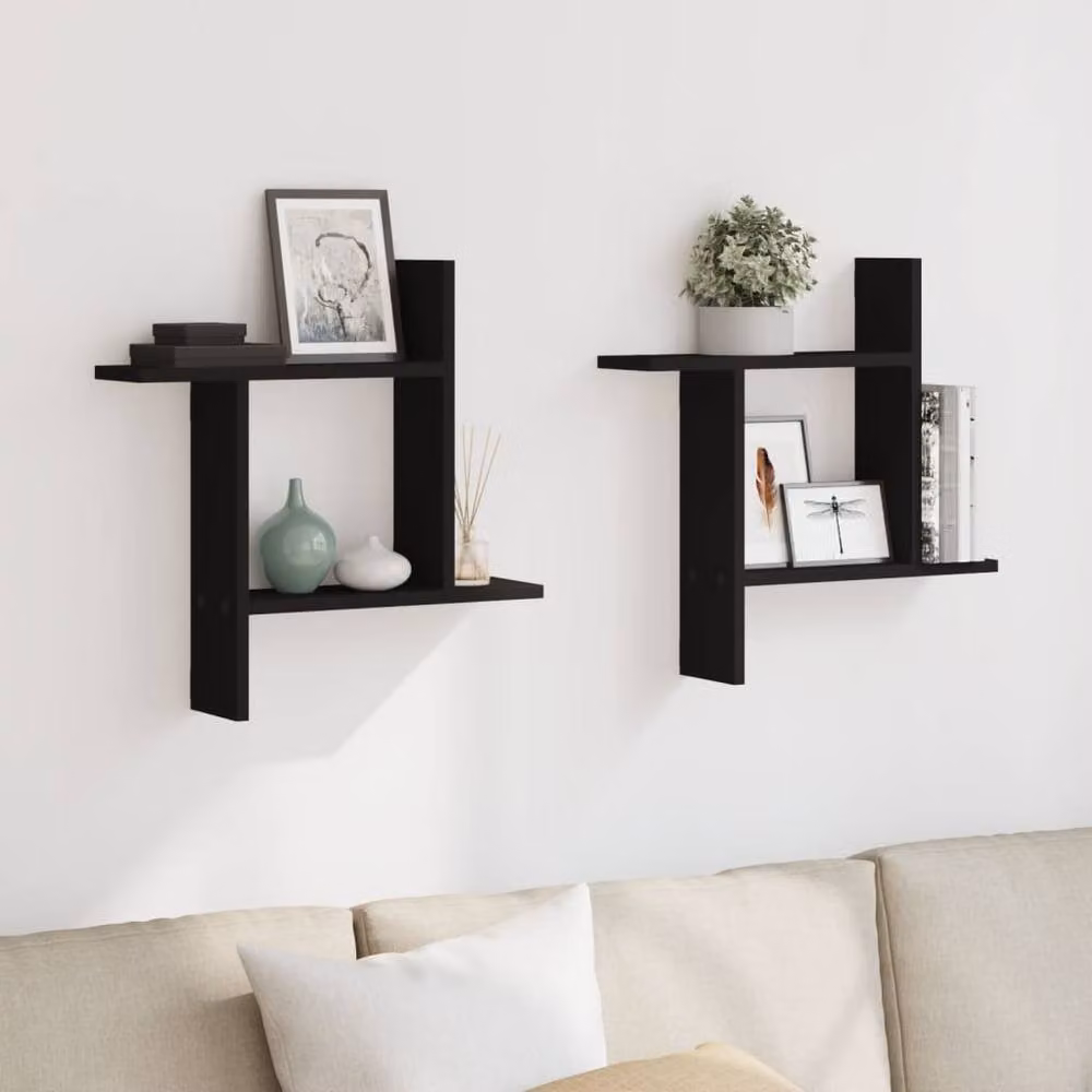 Berkfield Home Wall Mounted Shelves, 2 Pack, Black, W/D/H: 50 x 12 x 50 cm – 2
