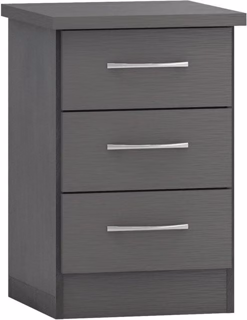 FORGEVIO Grey 3D Effect 3 Drawer Bedside Chest Storage Shelf
