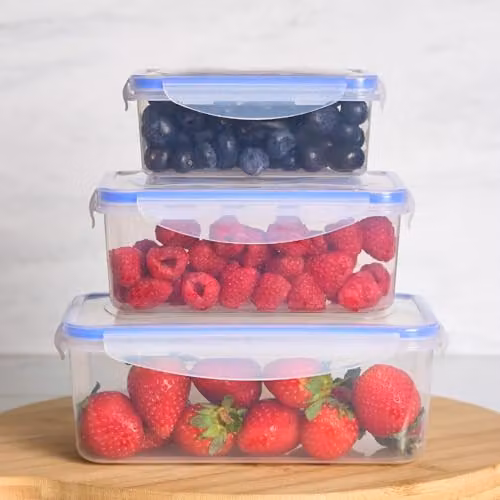 OHS 3 Pack Airtight and Leakproof Square Plastic Food Storage Containers with Lids, White and Transparent – 1