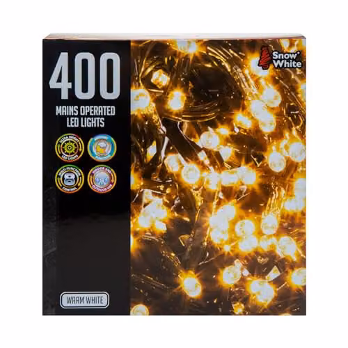 VFM e-Store 400 LED Warm White Christmas Fairy String Lights for Indoor and Outdoor Use – 7
