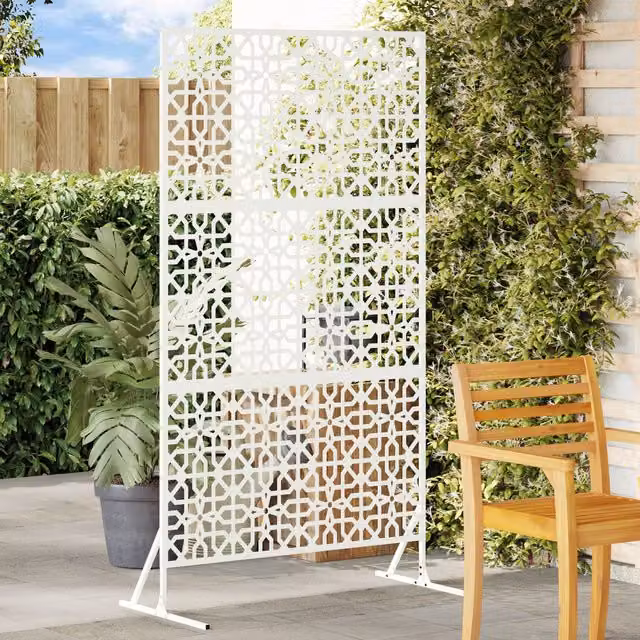 Berkfield Home White Steel Privacy Screen, W: 100 cm, D: 50 cm, H: 180 cm – 1