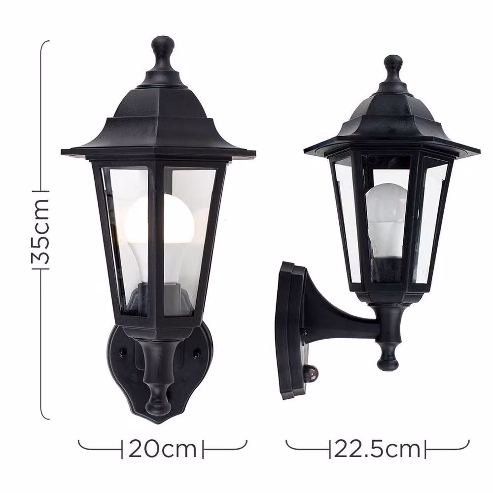 SPETLEK Black Outdoor Wall Lantern with PIR Motion Sensor and LED Bulb – 4