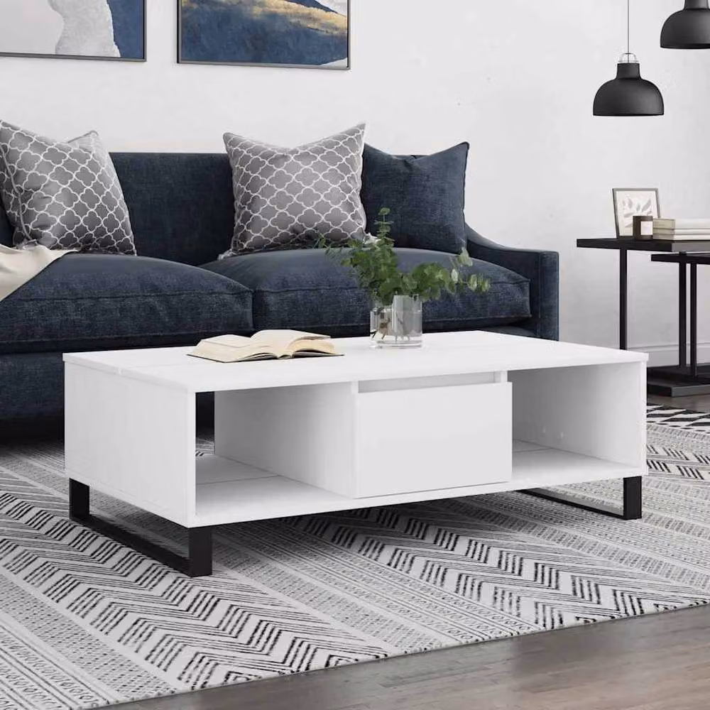 Berkfield Home Decorative White Coffee Table, W/D/H: 104 x 60 x 35 cm – 2
