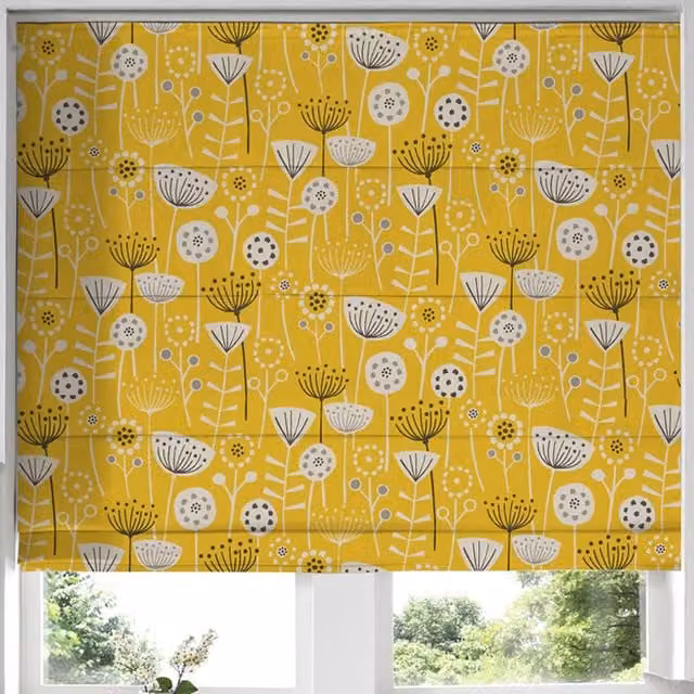 Terrys Bergen Made to Measure Blackout Roman Blind in Yellow Floral Design