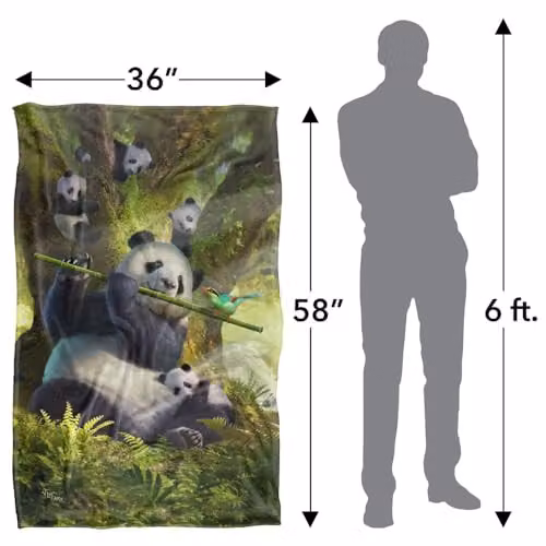 JQ Licensing Jlo Panda Family Flute Silky Touch Super Soft Fleece Throw Blanket, Multicolour, W/D/H: 91 x 147 cm – 4