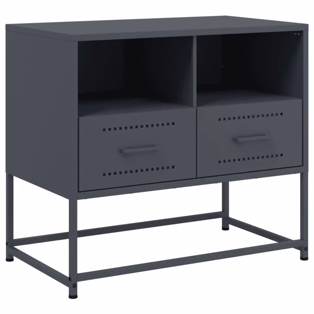 Berkfield Home Industrial TV Cabinet in Anthracite and Black Metal, W: 68 cm, D: 39 cm, H: 60.5 cm – 2