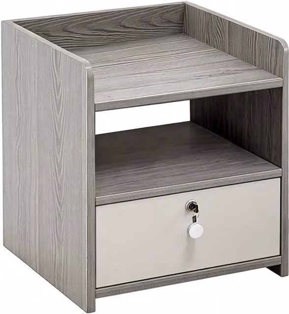 Ventryn Grey Bedside Cabinet with Drawer and Storage Space