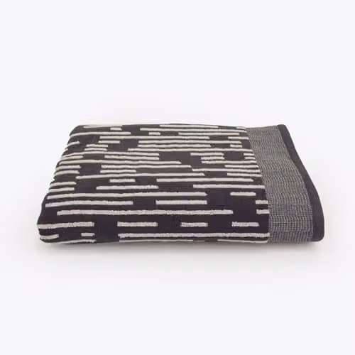 Allure Bath Fashions Barcode Stripe Pop Up Zero Twist Bath Sheet, 100% Cotton, Grey, W: 90 cm, H: 150 cm – 1