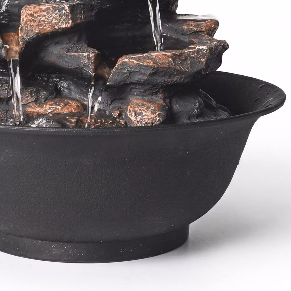 Spector Tabletop Water Feature Fountain with LED Glass Ball in Brown – 5