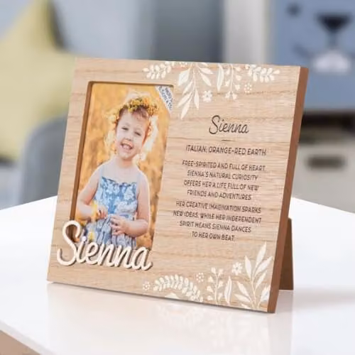 History & Heraldry Pre-personalised Sienna Child's Picture Frame, Brown, W/H: 8.5 x 11 cm – 1