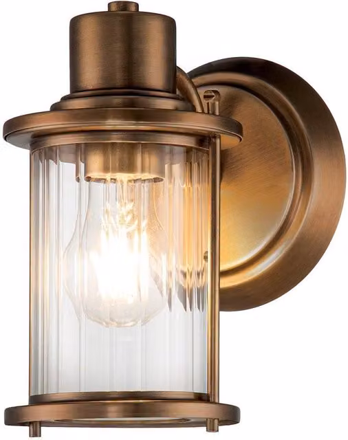 Quoizel Riggs Wall Lamp in Weathered Brass and Yellow Glass, IP44 Rated for Bathroom Use – 1