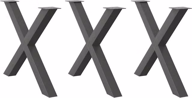 Berkfield Home X-Shaped Dining Table Legs, 3 Piece Set, Anthracite and Black Steel, H: 90 cm – 1