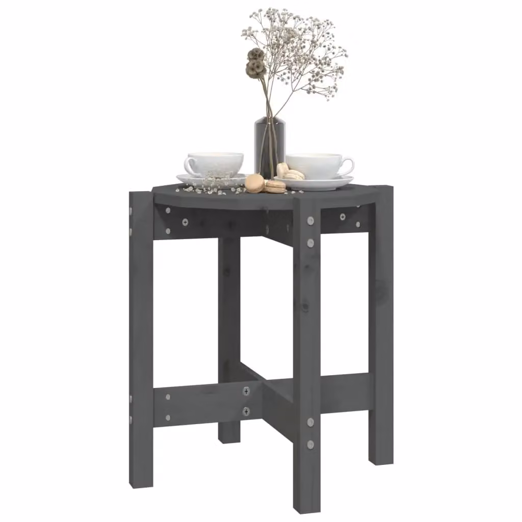 Berkfield Home Grey Rustic Solid Pine Wood Coffee Table, Diameter: 42.5 cm, Height: 45 cm – 3