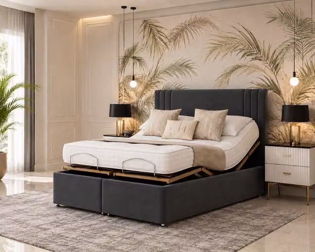 K Mehmood Enterprise Ltd Inspire Adjustable Mobility Bed with Mattress and Headboard in Grey