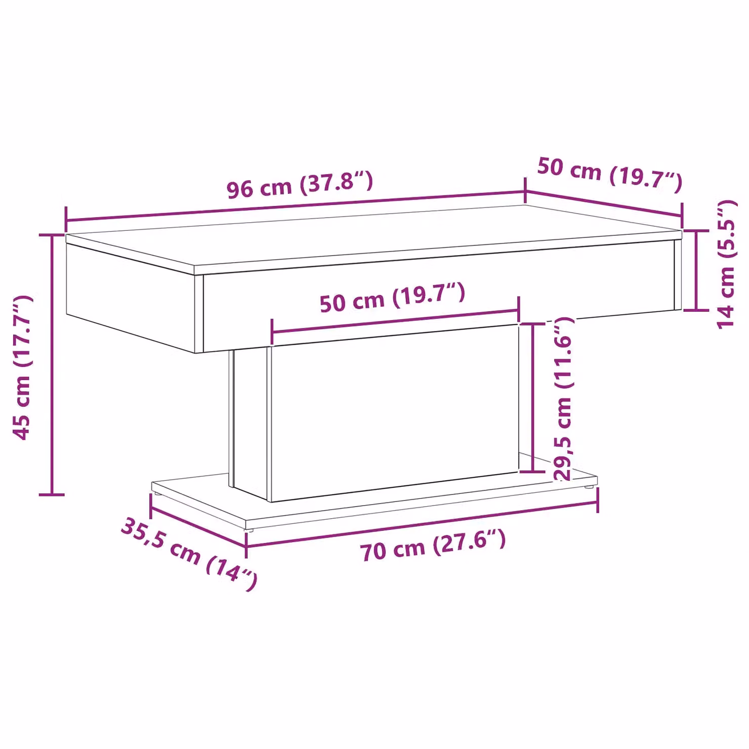 Berkfield Home Black Oak Coffee Table, W/D/H: 96 x 50 x 45 cm – 5