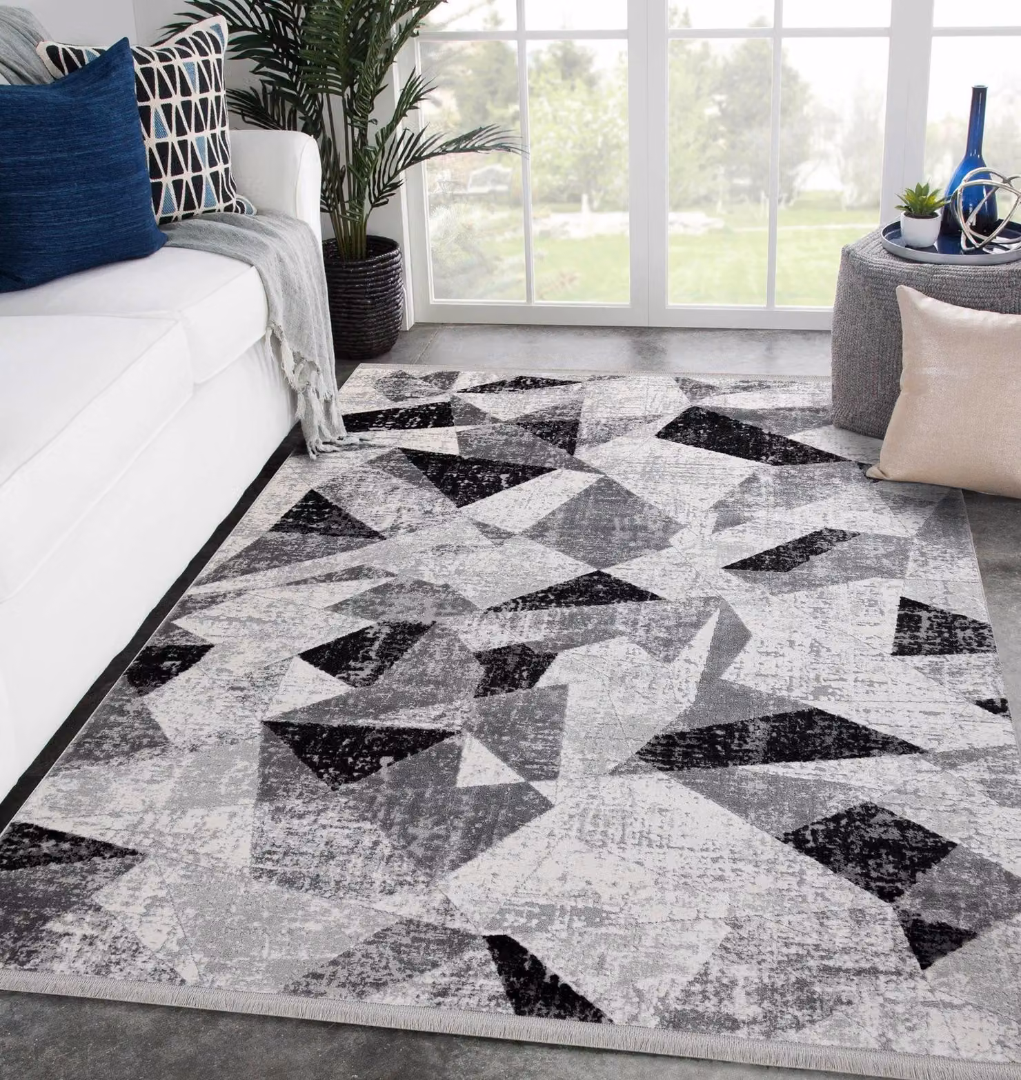 RugsX Tuls Grey Geometric Modern Rug, W: 140 cm, D: 190 cm – 3