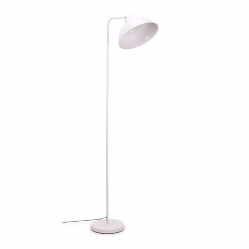 ValueLights Mid-Century White Metal Dome Floor Lamp with Warm White LED Bulb