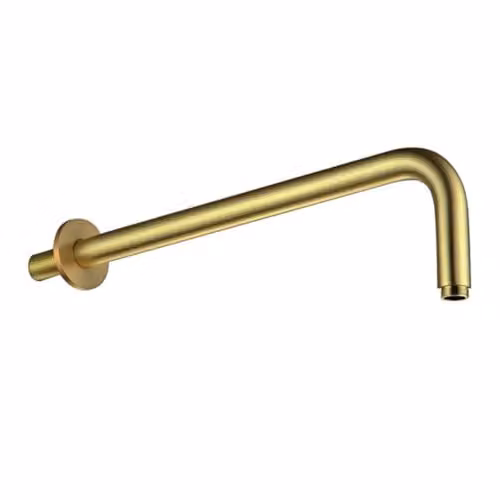 Nes Home Wall Mounted Round Brass Shower Arm in Brushed Brass, Length: 33.6 cm