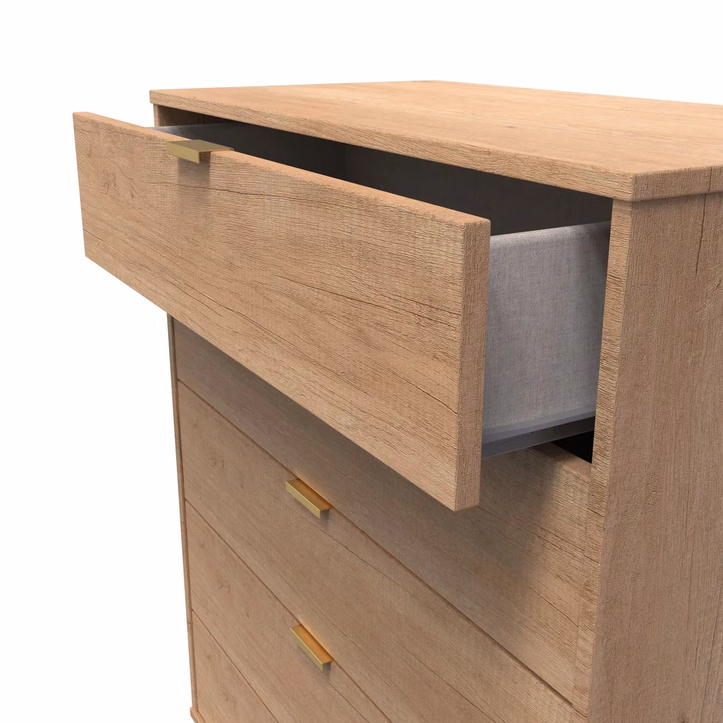 Ready Assembled 2 U Fuji 5 Drawer Chest in Natural Sand and Brown Wood Finish – 3