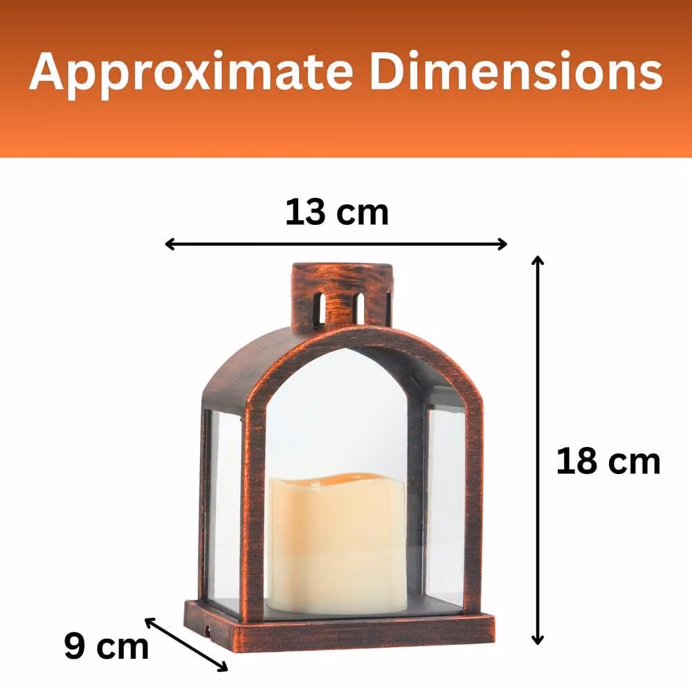Marco Paul Vintage Bronze Hanging Table Lantern with LED Pillar Candle – 2