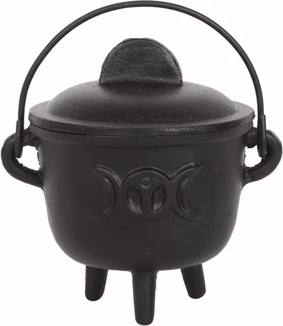 KDMK Triple Moon Cast Iron Tabletop Cauldron in Black