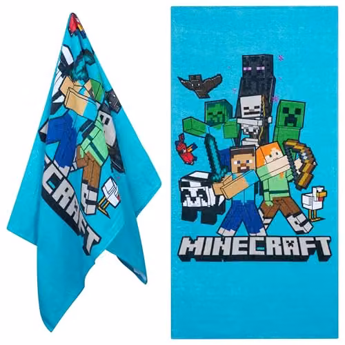 Jay Franco Europe Minecraft Blue Cotton Beach Towel, W/H: 140 x 70 cm – 1