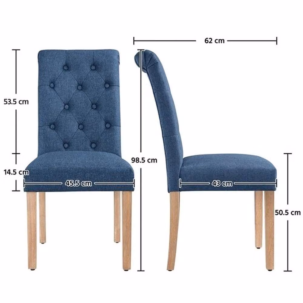 EONLION Set of 2 Blue Fabric Upholstered Modern Dining Chairs – 2