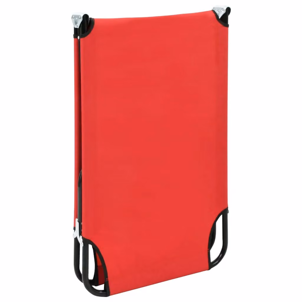 Berkfield Home Folding Sun Lounger in Red with Powder Coated Steel Frame and UV Resistant Textilene Fabric – 2